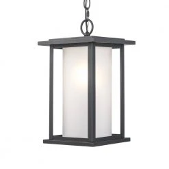 Shaakar 1-Light Black Hanging Outdoor Pendant Light with Frosted Glass by Bel Air Lighting 20 Shaakar 1-Light Black Hanging Outdoor Pendant Light with Frosted Glass by Bel Air Lighting -GlowNest Shop black bel air lighting outdoor pendant lights 51404 bk 1f 1000