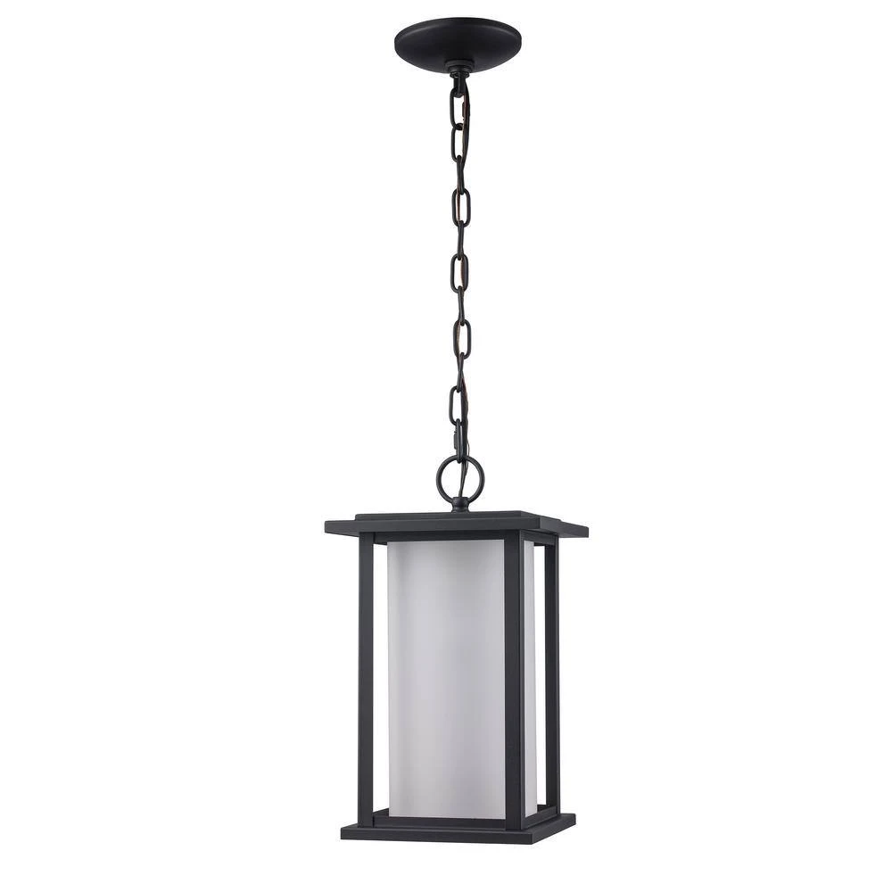 Shaakar 1-Light Black Hanging Outdoor Pendant Light with Frosted Glass by Bel Air Lighting 10 Shaakar 1-Light Black Hanging Outdoor Pendant Light with Frosted Glass by Bel Air Lighting - Image 8