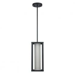 Adler 1-Light Black Outdoor Pendant Light with Clear and Frosted Glass by Bel Air Lighting -GlowNest Shop black bel air lighting outdoor pendant lights 51464 bk 4f 1000