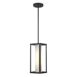 Adler 1-Light Black Outdoor Pendant Light with Clear and Frosted Glass by Bel Air Lighting -GlowNest Shop black bel air lighting outdoor pendant lights 51464 bk c3 1000