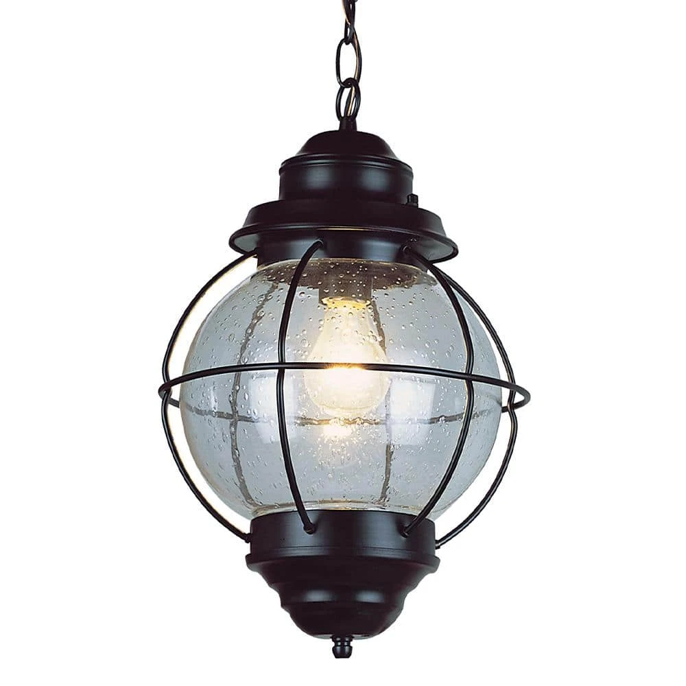 Catalina 10 in. 1-Light Black Outdoor Pendant Light with Seeded Glass by Bel Air Lighting 3 Catalina 10 in. 1-Light Black Outdoor Pendant Light with Seeded Glass by Bel Air Lighting