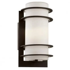 Zephyr 11 in. 1-Light Black Cylinder Outdoor Wall Light Sconce Lantern with Frosted Glass by Bel Air Lighting
