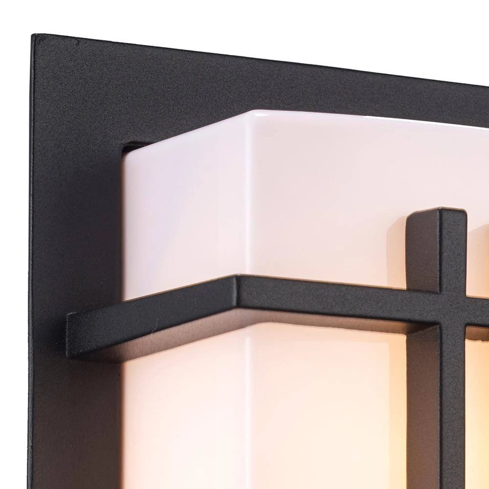Doheny 1-Light Black Modern Outdoor Wall Light Sconce Lantern with Opal Acrylic Shade by Bel Air Lighting 10 Doheny 1-Light Black Modern Outdoor Wall Light Sconce Lantern with Opal Acrylic Shade by Bel Air Lighting - Image 8