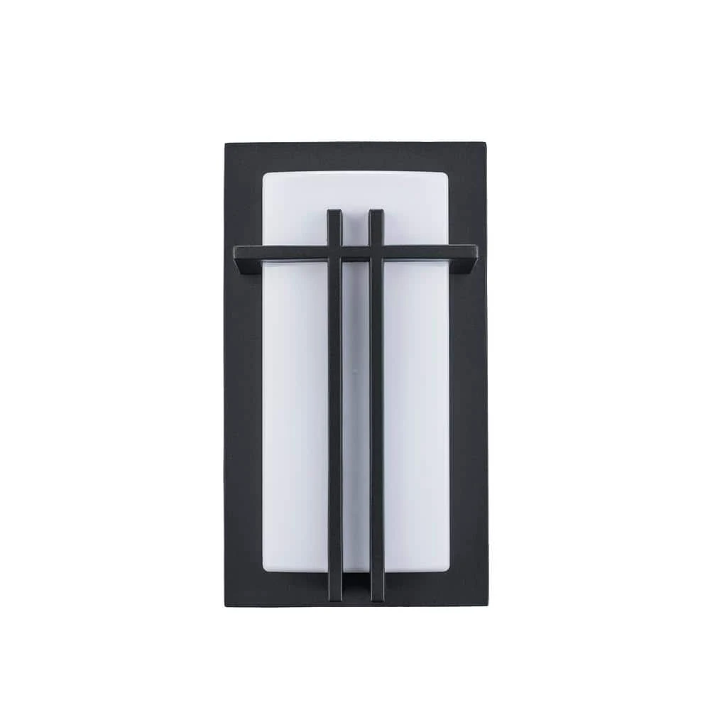 Doheny 1-Light Black Modern Outdoor Wall Light Sconce Lantern with Opal Acrylic Shade by Bel Air Lighting 9 Doheny 1-Light Black Modern Outdoor Wall Light Sconce Lantern with Opal Acrylic Shade by Bel Air Lighting - Image 7