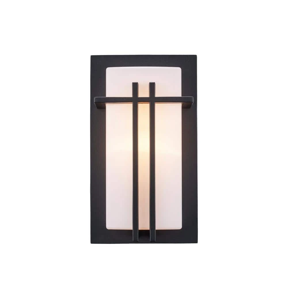 Doheny 1-Light Black Modern Outdoor Wall Light Sconce Lantern with Opal Acrylic Shade by Bel Air Lighting 8 Doheny 1-Light Black Modern Outdoor Wall Light Sconce Lantern with Opal Acrylic Shade by Bel Air Lighting - Image 6