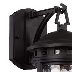 Boardwalk 12.5 in. 1-Light Black Outdoor Wall Light Sconce Lantern with Water Glass by Bel Air Lighting -GlowNest Shop black bel air lighting outdoor sconces 40370 bk 4f 1000