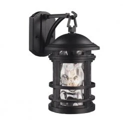 Boardwalk 12.5 in. 1-Light Black Outdoor Wall Light Sconce Lantern with Water Glass by Bel Air Lighting -GlowNest Shop black bel air lighting outdoor sconces 40370 bk c3 1000