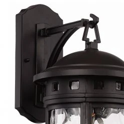 Boardwalk 16.25 in. 1-Light Black Outdoor Wall Light Sconce Lantern with Water Glass by Bel Air Lighting -GlowNest Shop black bel air lighting outdoor sconces 40371 bk c3 1000