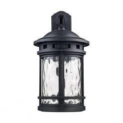 Boardwalk 20 in. 1-Light Black Outdoor Wall Light Sconce Lantern with Water Glass by Bel Air Lighting -GlowNest Shop black bel air lighting outdoor sconces 40372 bk c3 1000