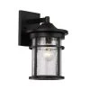 Avalon 7 in. 1-Light Black Outdoor Wall Light Sconce Lantern with Crackled Glass by Bel Air Lighting
