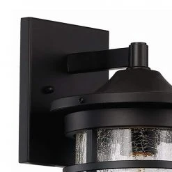 Avalon 7 in. 1-Light Black Outdoor Wall Light Sconce Lantern with Crackled Glass by Bel Air Lighting -GlowNest Shop black bel air lighting outdoor sconces 40380 bk c3 1000