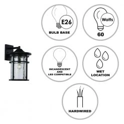 Avalon 9 in. 1-Light Black Outdoor Wall Light Sconce Lantern with Crackled Glass by Bel Air Lighting -GlowNest Shop black bel air lighting outdoor sconces 40381 bk 40 1000