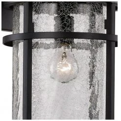 Avalon 9 in. 1-Light Black Outdoor Wall Light Sconce Lantern with Crackled Glass by Bel Air Lighting -GlowNest Shop black bel air lighting outdoor sconces 40381 bk 4f 1000