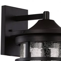 Avalon 9 in. 1-Light Black Outdoor Wall Light Sconce Lantern with Crackled Glass by Bel Air Lighting -GlowNest Shop black bel air lighting outdoor sconces 40381 bk c3 1000