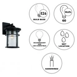 Avalon 11 in. 1-Light Black Outdoor Wall Light Sconce Lantern with Crackled Glass by Bel Air Lighting -GlowNest Shop black bel air lighting outdoor sconces 40382 bk 40 1000