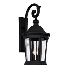 Westfield 3-Light Black Outdoor Wall Light Sconce Lantern with Clear Glass by Bel Air Lighting
