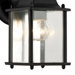 Patrician 1-Light Black Outdoor Wall Light Sconce Lantern with Clear Glass by Bel Air Lighting -GlowNest Shop black bel air lighting outdoor sconces 40455 bk 4f 1000