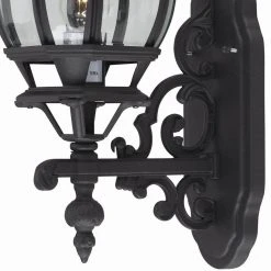 Francisco 1-Light Black Outdoor Wall Light Coach Lantern with Clear Glass by Bel Air Lighting -GlowNest Shop black bel air lighting outdoor sconces 4050 bk 4f 1000