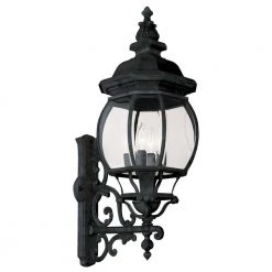 Francisco 4-Light Black Outdoor Wall Light Coach Lantern with Clear Glass by Bel Air Lighting