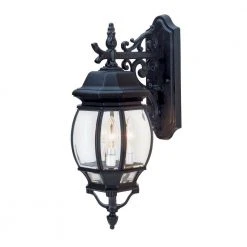 Francisco 3-Light Black Outdoor Wall Light Sconce Lantern with Clear Glass by Bel Air Lighting