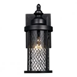 Stewart 12 in. 1-Light Black Outdoor Wall Light Sconce Lantern with Mesh Frame (2 Pack) by Bel Air Lighting -GlowNest Shop black bel air lighting outdoor sconces 40740t bk 1f 1000