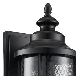 Stewart 12 in. 1-Light Black Outdoor Wall Light Sconce Lantern with Mesh Frame (2 Pack) by Bel Air Lighting -GlowNest Shop black bel air lighting outdoor sconces 40740t bk 44 1000