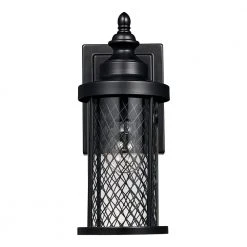Stewart 12 in. 1-Light Black Outdoor Wall Light Sconce Lantern with Mesh Frame (2 Pack) by Bel Air Lighting -GlowNest Shop black bel air lighting outdoor sconces 40740t bk 4f 1000