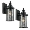 Stewart 12 in. 1-Light Black Outdoor Wall Light Sconce Lantern with Mesh Frame (2 Pack) by Bel Air Lighting 1 Stewart 12 in. 1-Light Black Outdoor Wall Light Sconce Lantern with Mesh Frame (2 Pack) by Bel Air Lighting -GlowNest Shop black bel air lighting outdoor sconces 40740t bk 64 1000