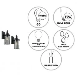 Stewart 12 in. 1-Light Black Outdoor Wall Light Sconce Lantern with Mesh Frame (2 Pack) by Bel Air Lighting -GlowNest Shop black bel air lighting outdoor sconces 40740t bk 77 1000