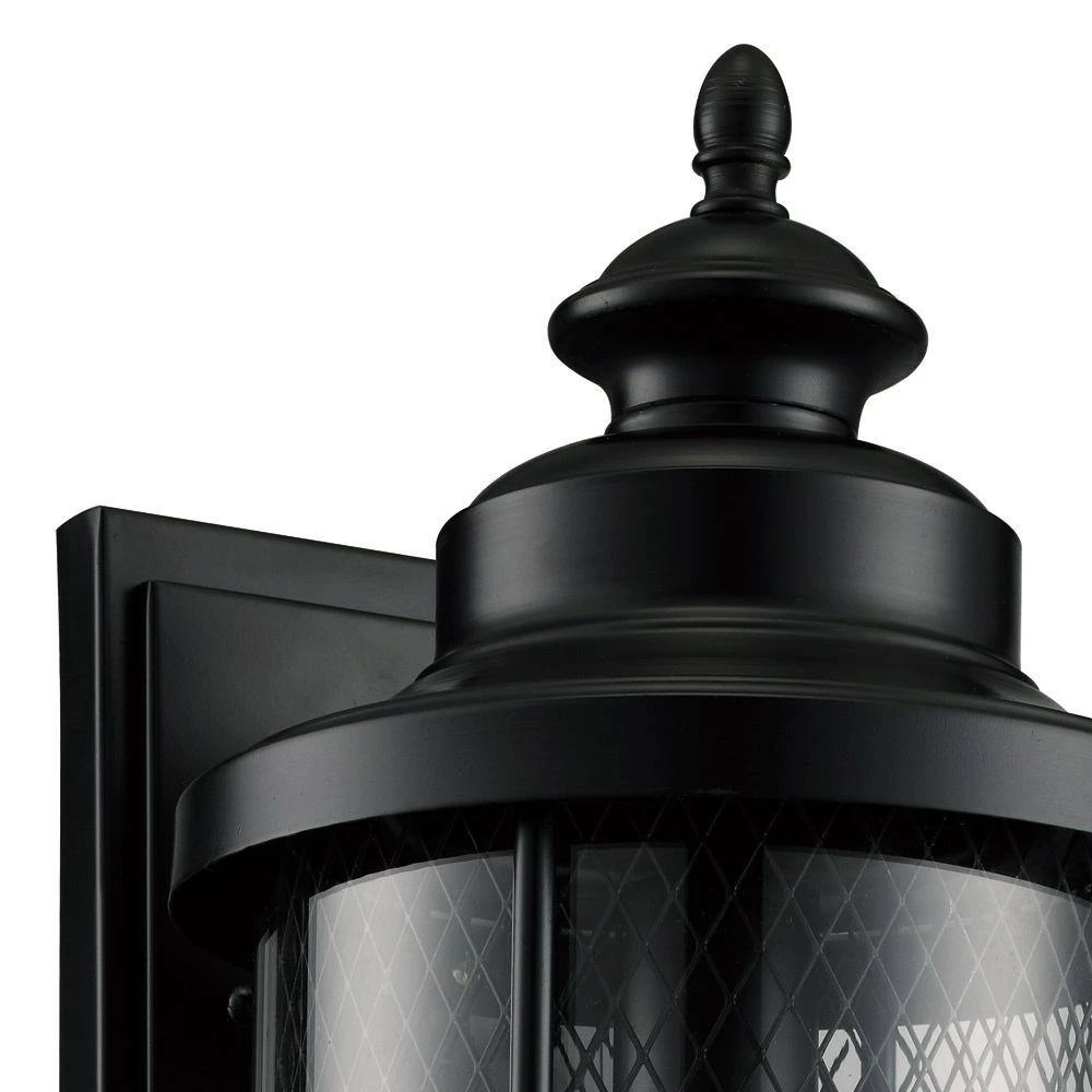 Stewart 20 in. 1-Light Black Outdoor Wall Light Sconce Lantern with Mesh Frame by Bel Air Lighting 6 Stewart 20 in. 1-Light Black Outdoor Wall Light Sconce Lantern with Mesh Frame by Bel Air Lighting - Image 4