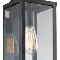 Oxford 17.75 in. 1-Light Black Modern Outdoor Wall Light Sconce Lantern with Clear Glass by Bel Air Lighting -GlowNest Shop black bel air lighting outdoor sconces 40751 bk c3 1000