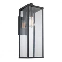 Oxford 22.5 in. 1-Light Black Modern Outdoor Wall Light Sconce Lantern with Clear Glass by Bel Air Lighting