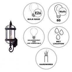 Wentworth 1-Light Large Black Outdoor Wall Light Sconce Lantern with Clear Glass by Bel Air Lighting 13 Wentworth 1-Light Large Black Outdoor Wall Light Sconce Lantern with Clear Glass by Bel Air Lighting -GlowNest Shop black bel air lighting outdoor sconces 4180 bk 40 1000