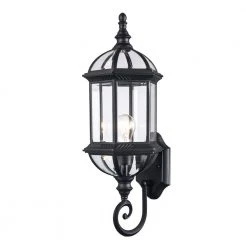 Wentworth 1-Light Large Black Outdoor Wall Light Sconce Lantern with Clear Glass by Bel Air Lighting