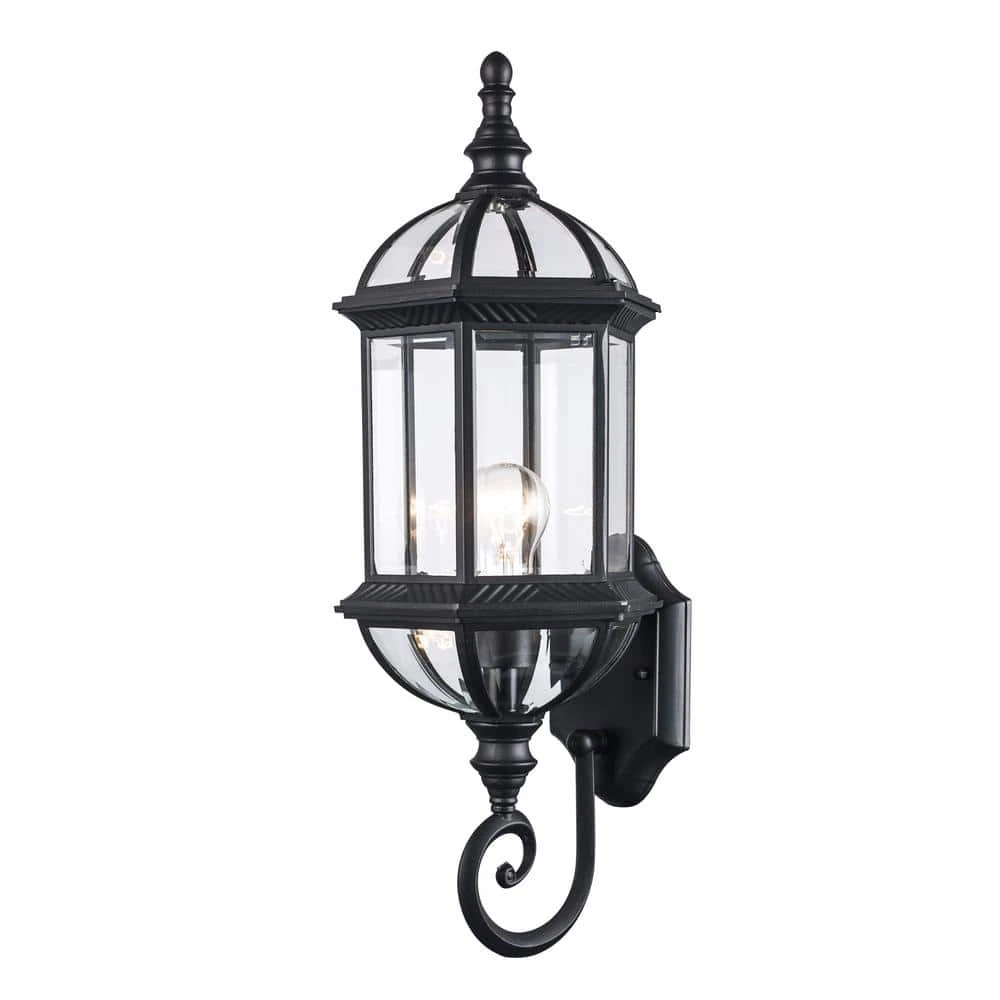 Wentworth 1-Light Large Black Outdoor Wall Light Sconce Lantern with Clear Glass by Bel Air Lighting 3 Wentworth 1-Light Large Black Outdoor Wall Light Sconce Lantern with Clear Glass by Bel Air Lighting