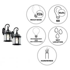 Wentworth 1-Light Small Black Outdoor Wall Light Sconce Lantern with Clear Glass (2-Pack) by Bel Air Lighting -GlowNest Shop black bel air lighting outdoor sconces 4181 2 bk 40 1000