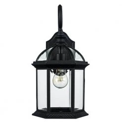 Wentworth 1-Light Small Black Outdoor Wall Light Sconce Lantern with Clear Glass (2-Pack) by Bel Air Lighting -GlowNest Shop black bel air lighting outdoor sconces 4181 2 bk c3 1000