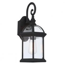 Wentworth 1-Light Small Black Outdoor Wall Light Sconce Lantern with Clear Glass by Bel Air Lighting
