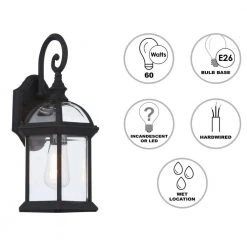 Wentworth 1-Light Small Black Outdoor Wall Light Sconce Lantern with Clear Glass by Bel Air Lighting -GlowNest Shop black bel air lighting outdoor sconces 4181 bk c3 1000
