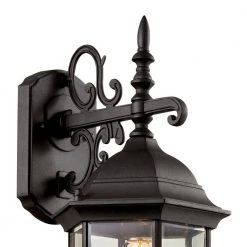 Josephine 19 in. 1-Light Black Outdoor Wall Light Sconce Lantern with Clear Glass by Bel Air Lighting -GlowNest Shop black bel air lighting outdoor sconces 4354 bk 4f 1000
