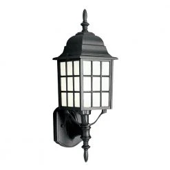 San Gabriel 1-Light Black Outdoor Wall Light Coach Lantern with Frosted Glass by Bel Air Lighting