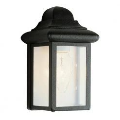 Vista 1-Light Black Outdoor Wall Light Sconce Lantern with Clear Glass Shade by Bel Air Lighting