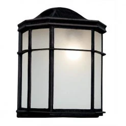 Andrews 1-Light Black Outdoor Wall Light Pocket Sconce Lantern with Frosted Acrylic Shade by Bel Air Lighting