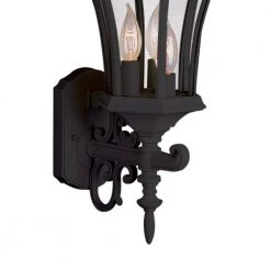 Burlington 3-Light Black Outdoor Wall Light Coach Lantern with Clear Glass by Bel Air Lighting -GlowNest Shop black bel air lighting outdoor sconces 4503 bk 4f 1000