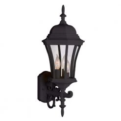 Burlington 3-Light Black Outdoor Wall Light Coach Lantern with Clear Glass by Bel Air Lighting