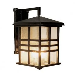 Huntington 3-Light Black Outdoor Wall Light Sconce Lantern with Seeded Glass by Bel Air Lighting