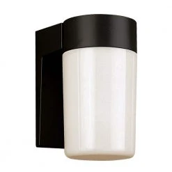 Pershing 1-Light Black Outdoor Wall Light Sconce Lantern with Opal Glass Jelly Jar Shade by Bel Air Lighting
