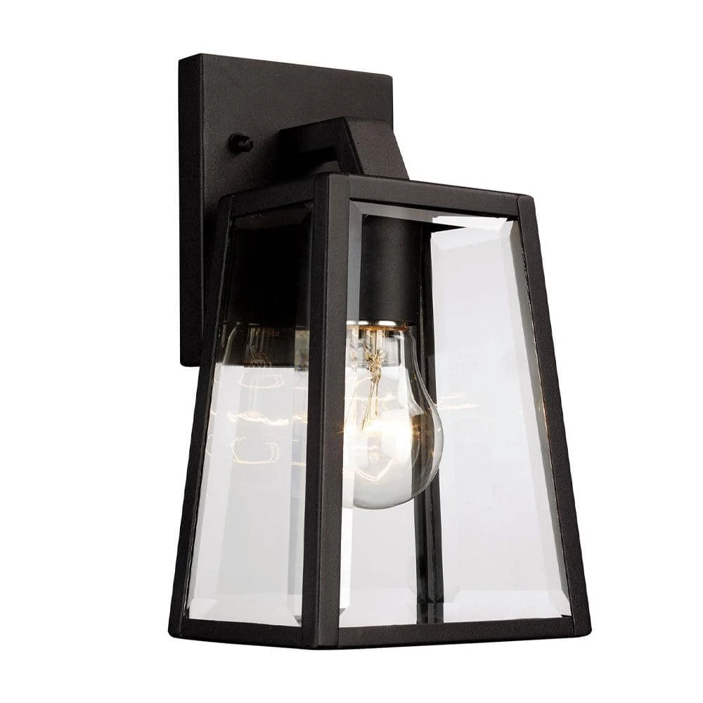 Obsidian 10 in. 1-Light Black Outdoor Wall Light Sconce Lantern with Clear Glass by Bel Air Lighting 3 Obsidian 10 in. 1-Light Black Outdoor Wall Light Sconce Lantern with Clear Glass by Bel Air Lighting