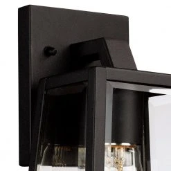 Obsidian 10 in. 1-Light Black Outdoor Wall Light Sconce Lantern with Clear Glass by Bel Air Lighting 10 Obsidian 10 in. 1-Light Black Outdoor Wall Light Sconce Lantern with Clear Glass by Bel Air Lighting -GlowNest Shop black bel air lighting outdoor sconces 50210 bk c3 1000