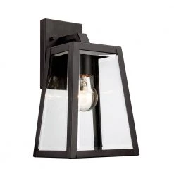 Obsidian 12 in. 1-Light Black Outdoor Wall Light Sconce Lantern with Clear Glass by Bel Air Lighting